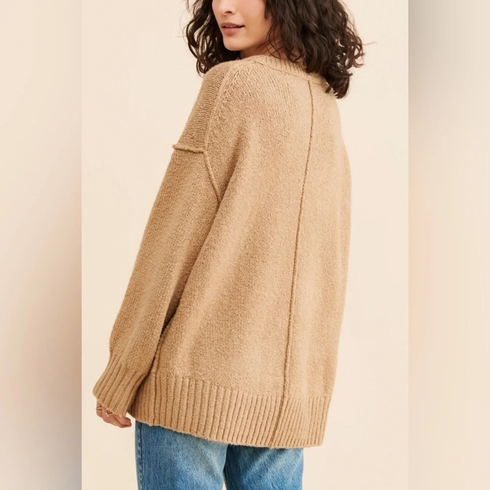 Free People Brookside Tunic Sweater in Desert Camel